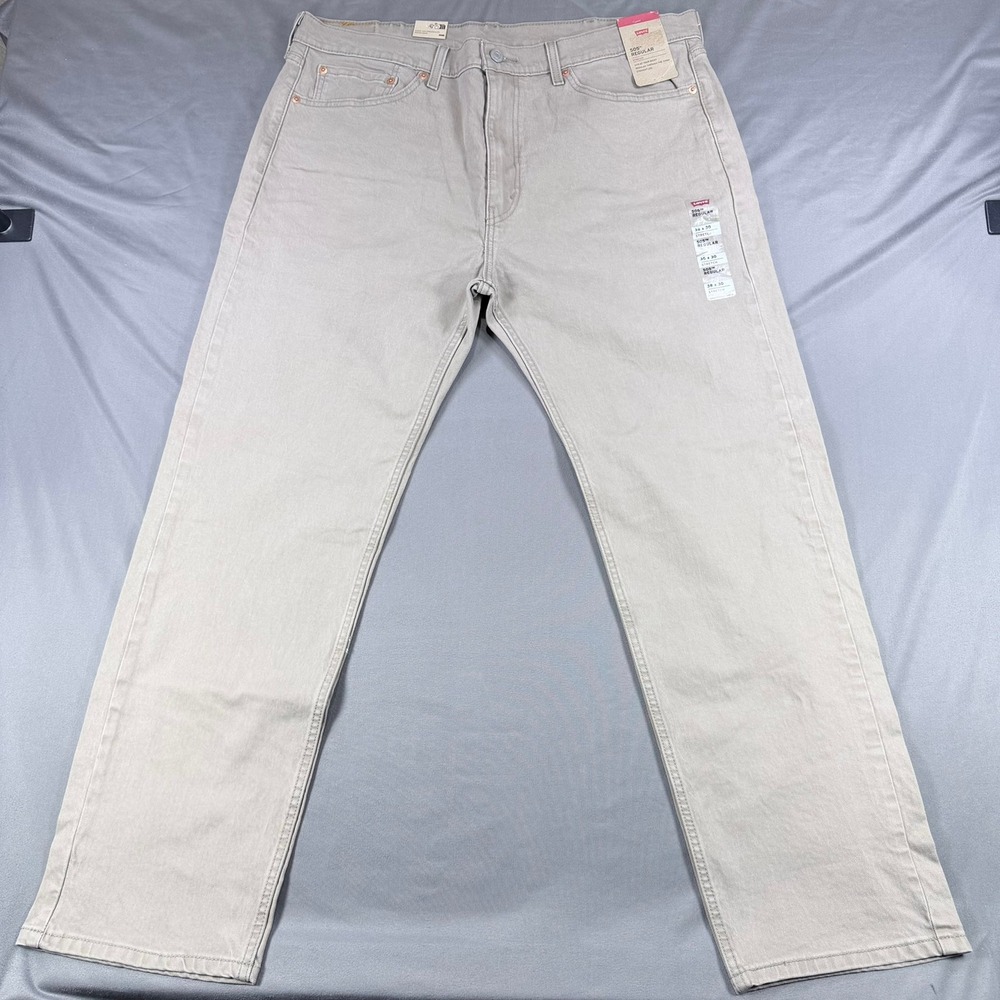 Levi's Mens 38x30 Tan Cotton Blend 505 Regular Fit Stretch Straight Leg Jeans
